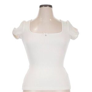 Women’s Square Neck White Puff Sleeve Top